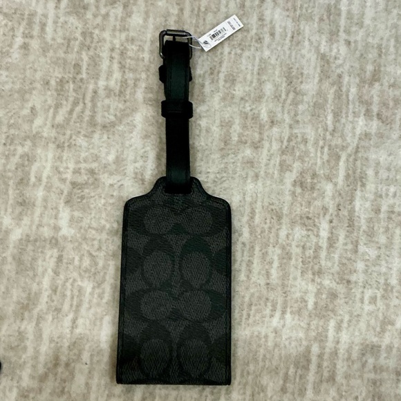 ✨💎NWT💎✨ COACH Graphite Luggage Tag with the leather logo on front. - Picture 2 of 4